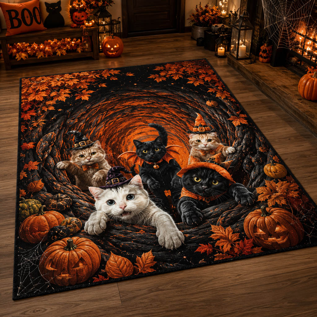 Coven Cat Gathering Area Rug Horror Home Decor Fun Halloween Gifts