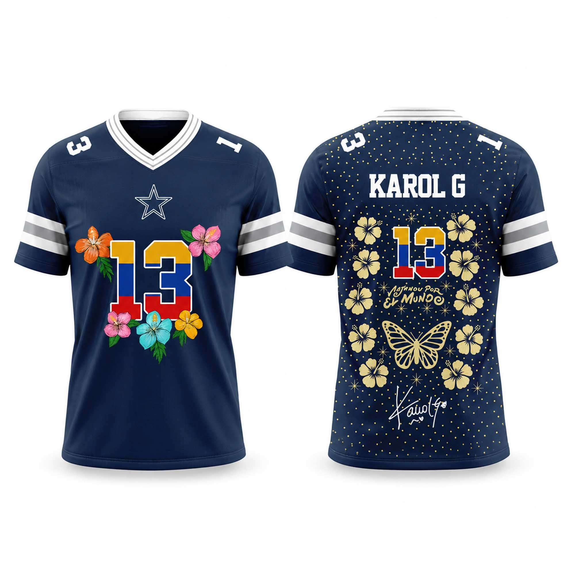 Cowboys Karol G Viajando Por El Mundo Tropitour 2027 Jersey Dallas Cowboys Merch Gift For Fans Cowboys Karol G Viajando Por El Mundo Tropitour 2027 Jersey Dallas Cowboys Merch Gift For Fans
