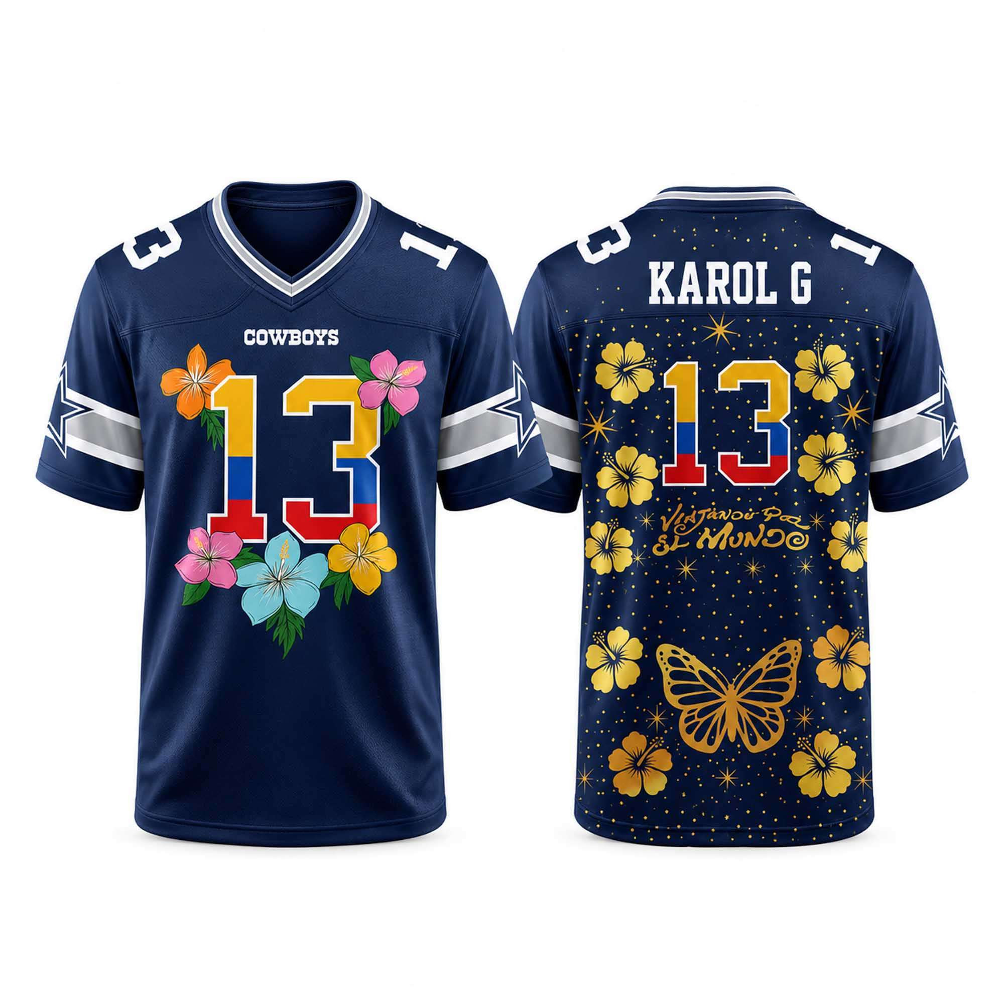 Cowboys x Karol G Viajando Por El Mundo Tropitour 2027 Jersey Dallas Cowboys Merch Fan Gifts