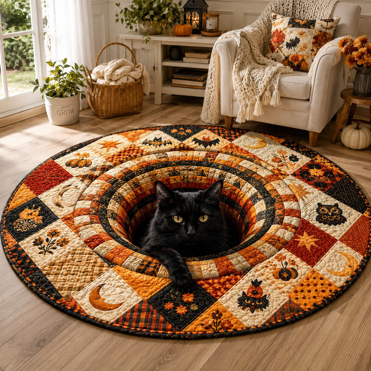 Cozy Familiar Quilted Round Mat Living Room Halloween Ideas Halloween Present Ideas