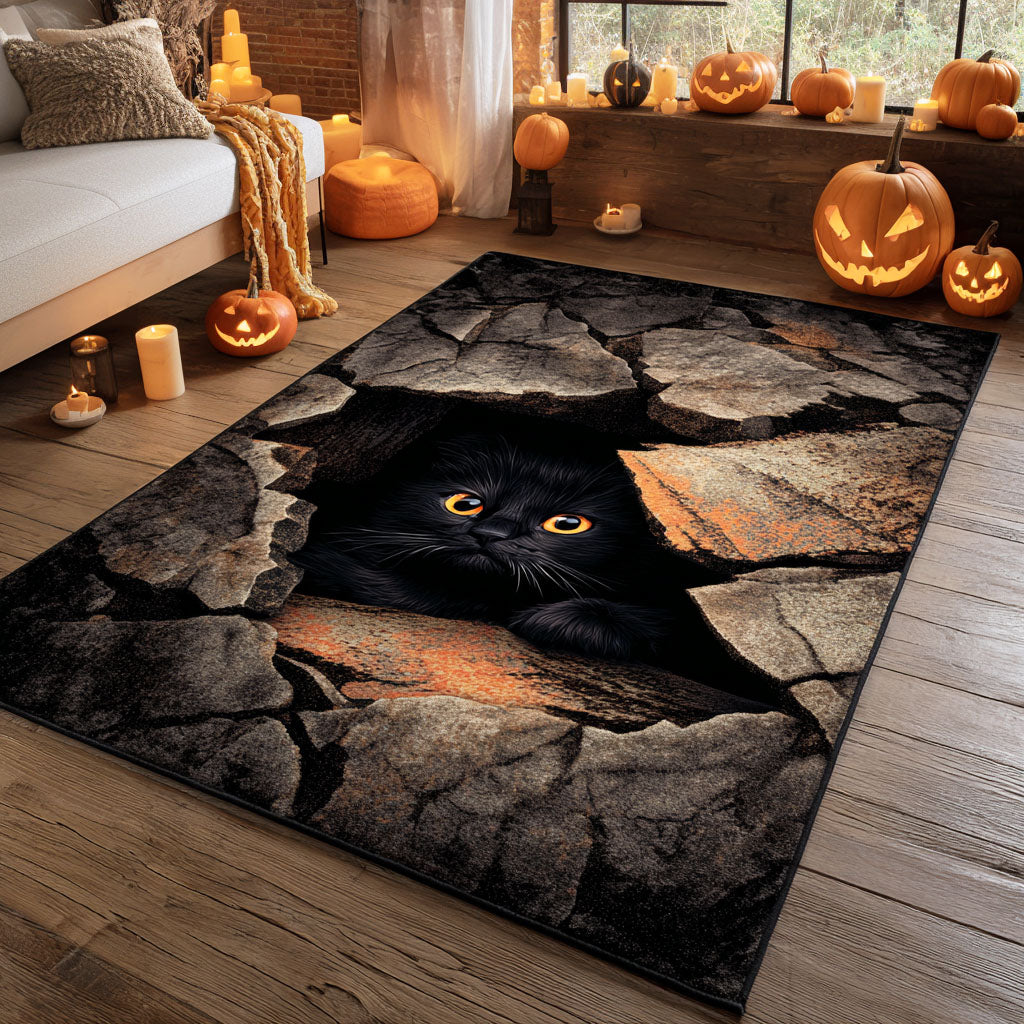 Cracked Ground Cat Area Rug Horror Themed Area Rugs Good Halloween Gifts