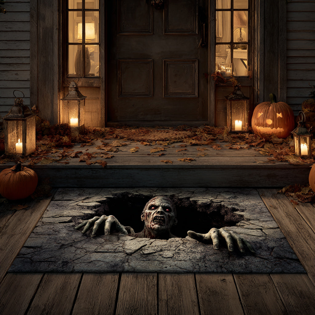 Cracked Zombie Stone Doormat Halloween Screaming Doormat Spooky Season Home Decor Ideas