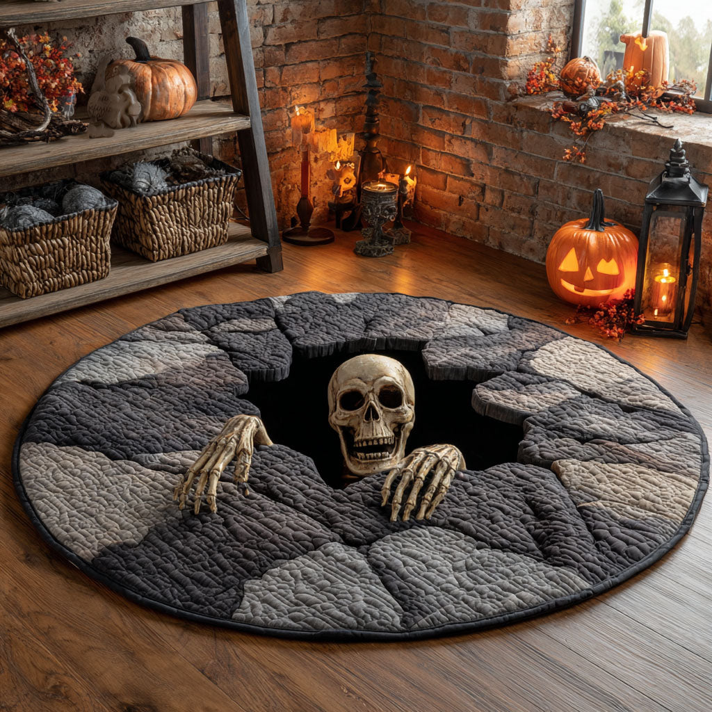 Crawling Skull Quilted Round Mat Circle Rugs Small Best Halloween Presents Crawling Skull Quilted Round Mat Circle Rugs Small Best Halloween Presents