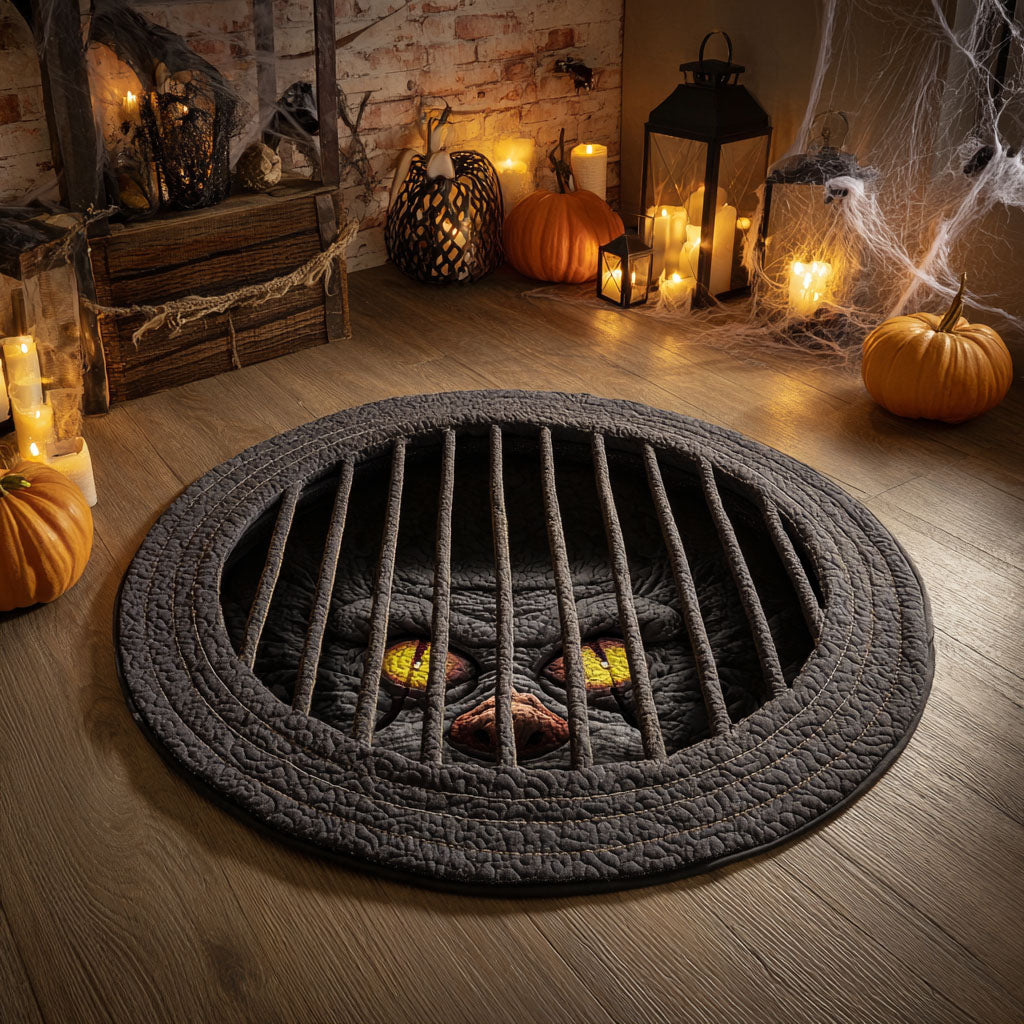Creepy Cellar Hatch Quilted Round Mat Round Rugs Indoor Halloween Present Ideas
