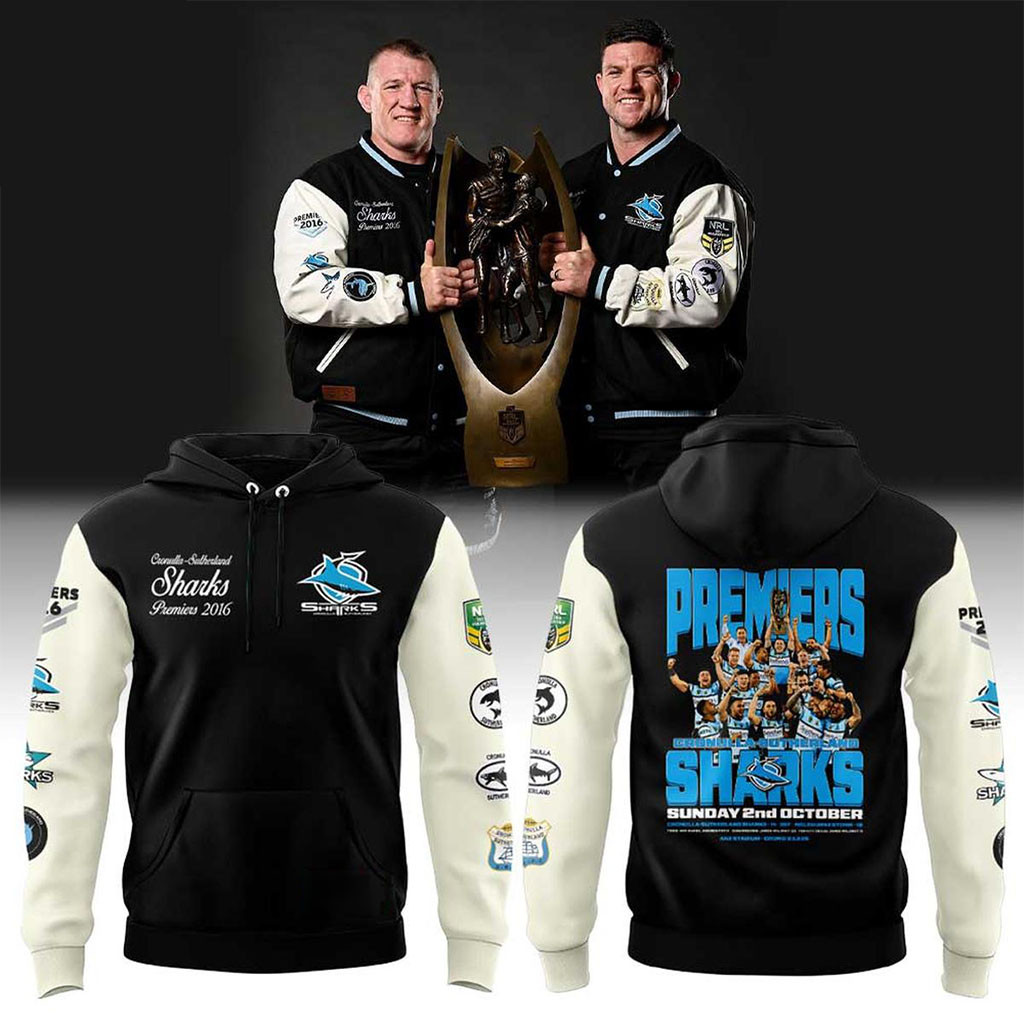 Cronulla Sharks 2026 Premiers Anniversary Range Hoodie Cronulla Sharks Merch Present For Fans