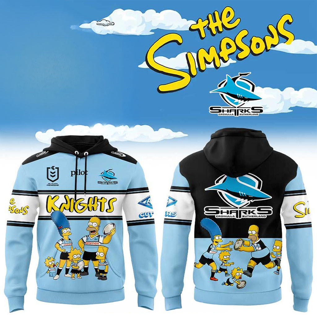 Cronulla Sutherland Sharks Merch 2026 The Simpsons Theme Game Hoodie Gift For Rugby Fans