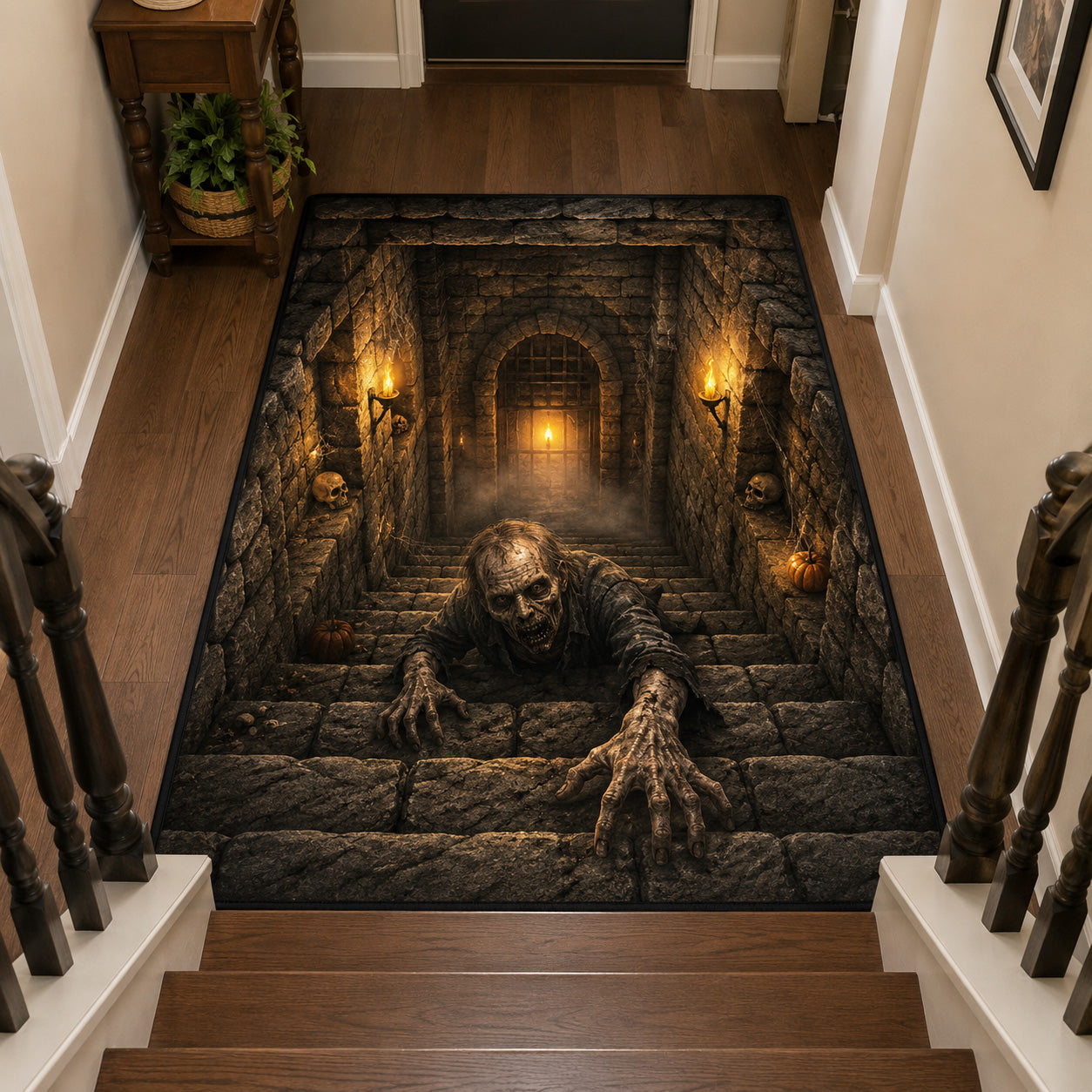 Crypt Ascent Area Rug Gothic Themed Living Room Unique Halloween Gifts