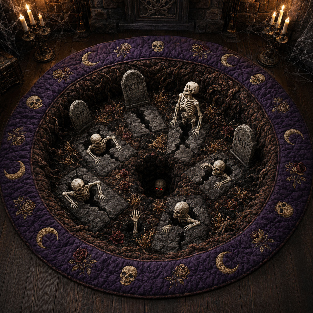 Crypt Crawler Quilted Round Mat Living Room Design Cool Halloween Gifts Crypt Crawler Quilted Round Mat Living Room Design Cool Halloween Gifts