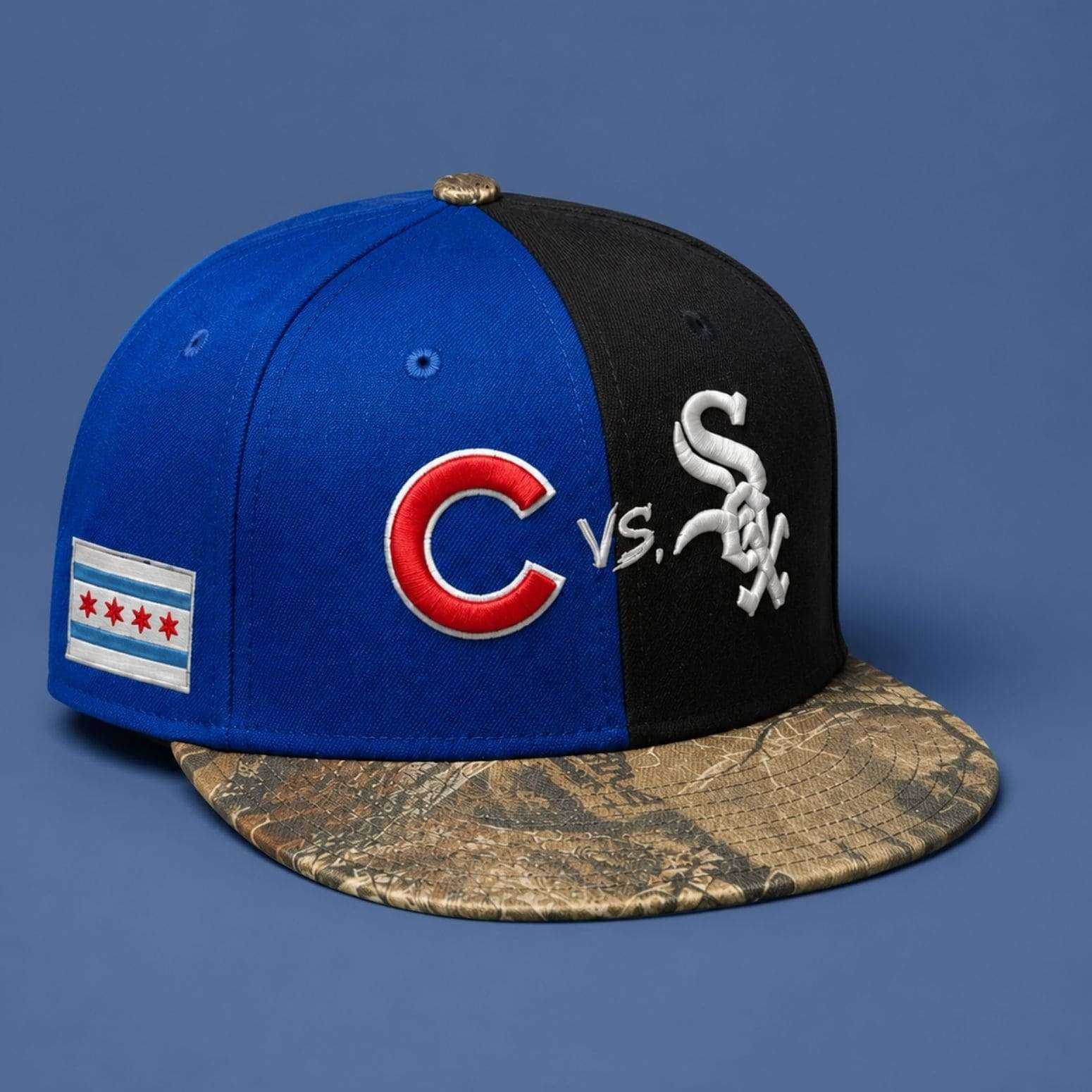 Cubs Vs White Sox Chicago Flag Camo Snapback Hat Embroidered Chicago Baseball Merch Fans Gifts