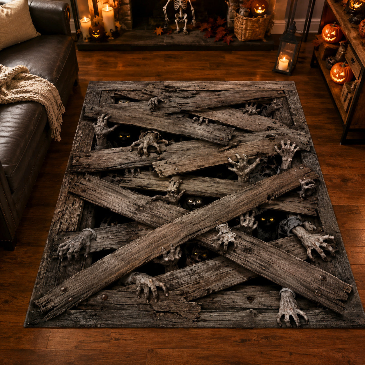 Cursed Barricade Area Rug Living Room Carpet Spooky Gift Ideas