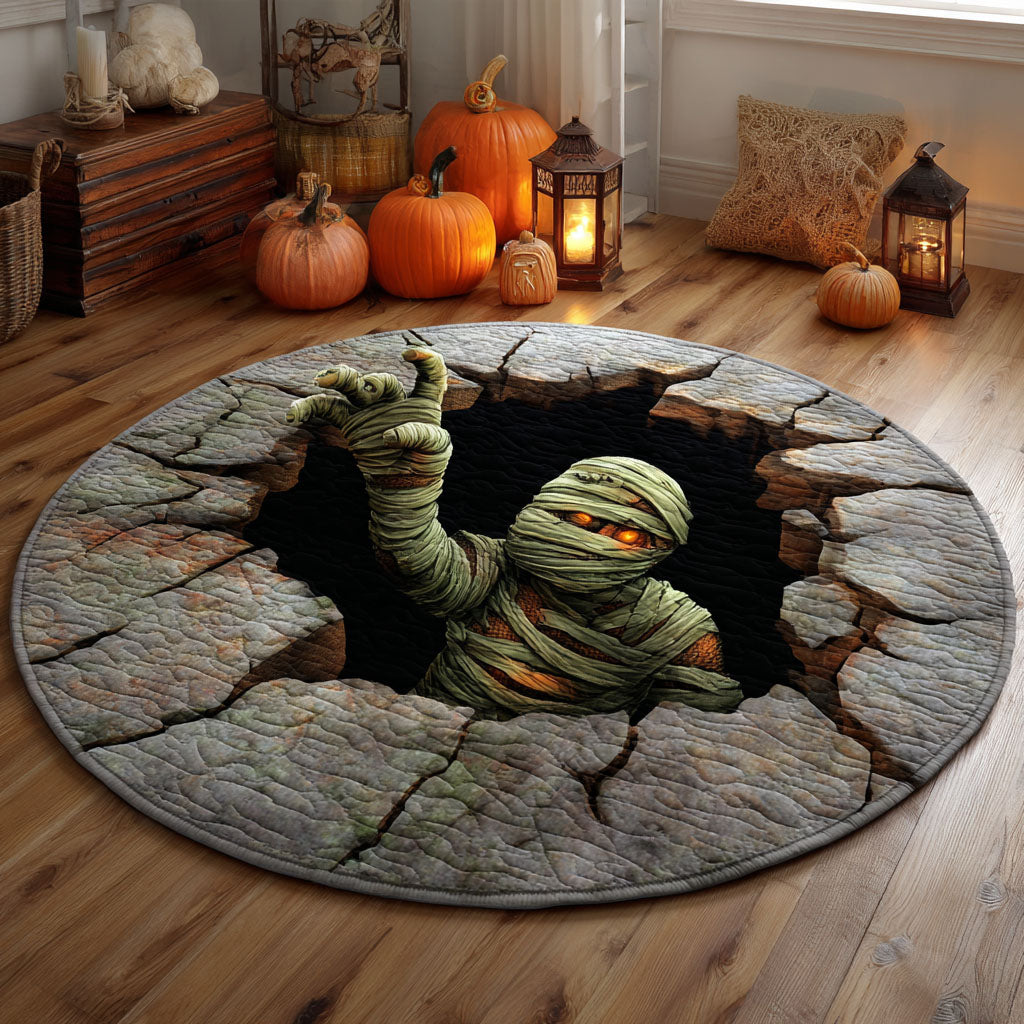 Cursed Mummy Quilted Round Mat Cool Circle Rugs Good Gifts For Halloween
