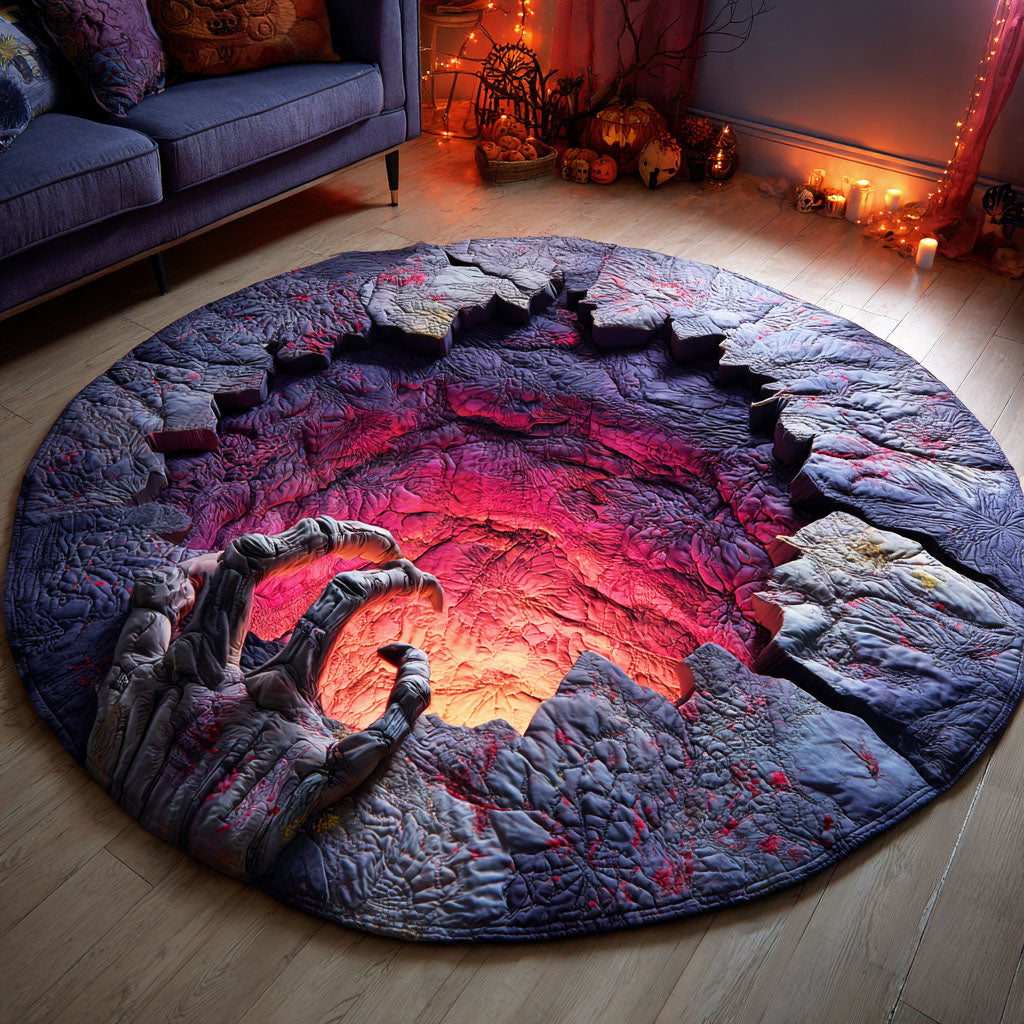 Cursed Pitfall Quilted Round Mat Round Rugs Large Good Halloween Gifts