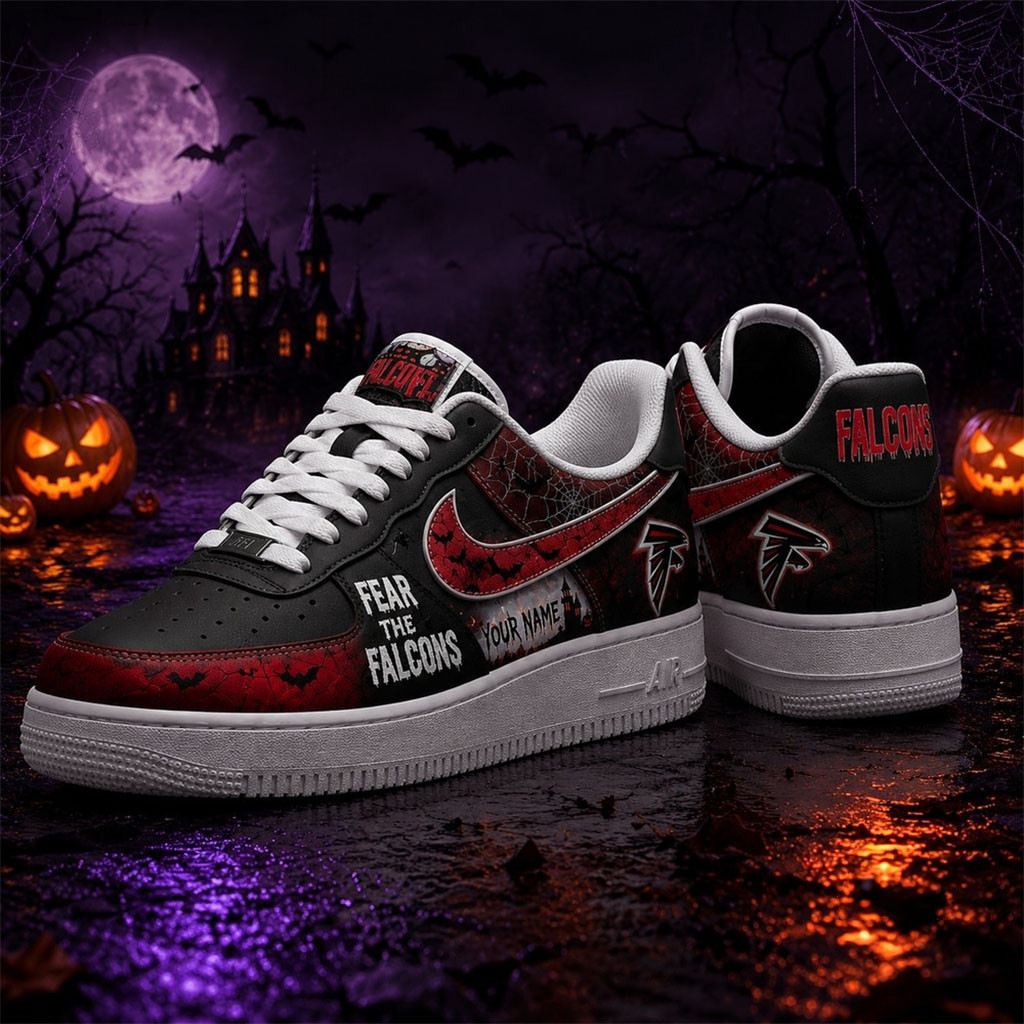 Custom Atlanta Falcons Fear The Team Halloween Sneakers Falcons Merch Gifts For Football Fan