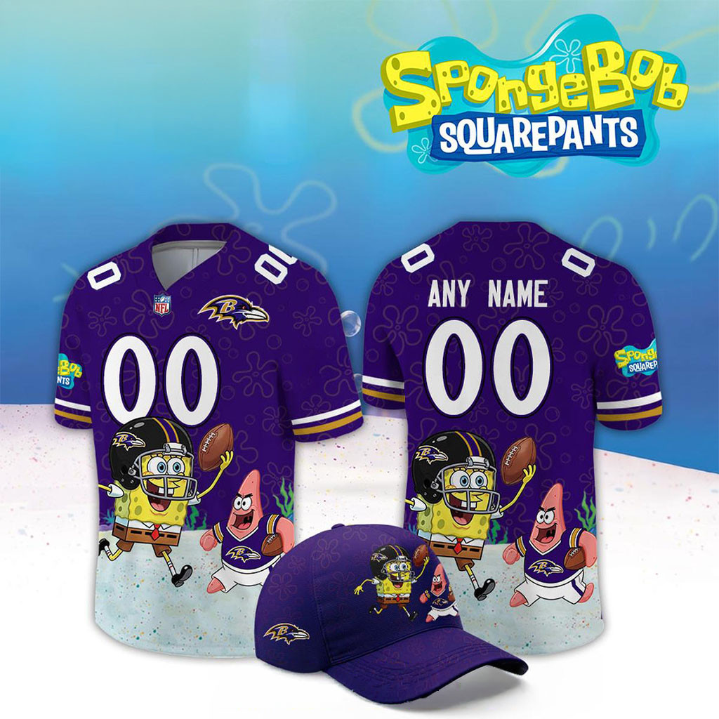 Custom Baltimore Ravens x SpongeBob Squarepants 2026 Night Football Jersey Ravens Merch