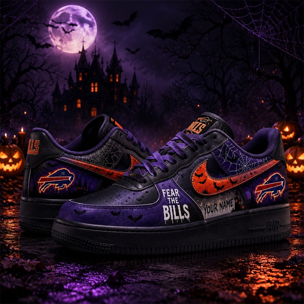 Custom Buffalo Bills Fear The Team Halloween Sneakers Bills Merch Presents For Football Fans