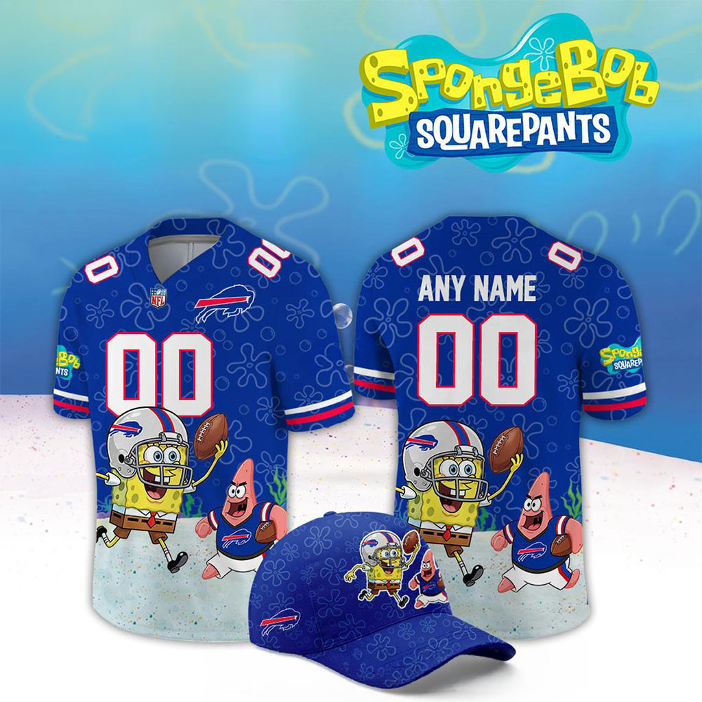 Custom Buffalo Bills x SpongeBob Squarepants 2026 Night Football Jersey Bills Merch Fan Gifts