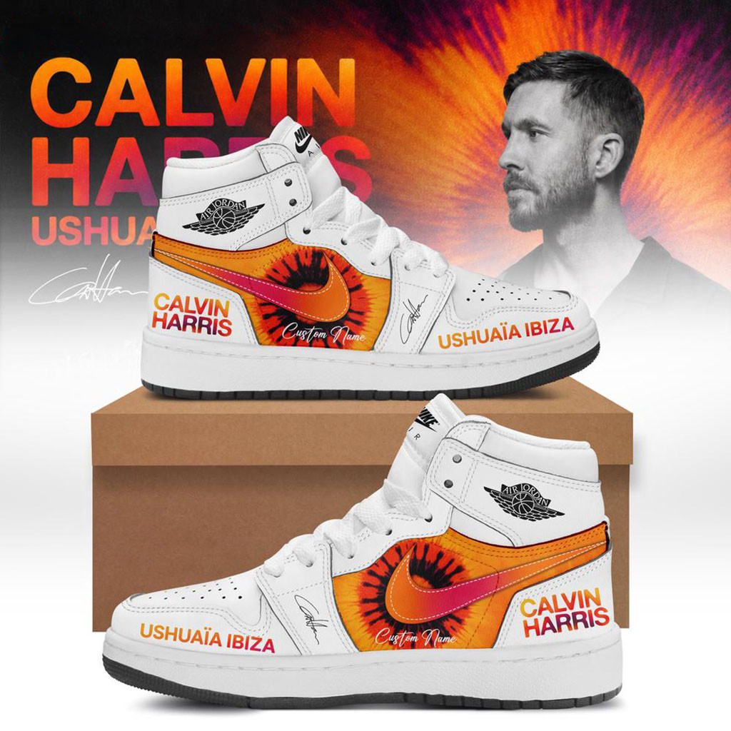 Custom Calvin Harris Ushuaia Ibiza 2026 Signature White Sneakers Calvin Harris Merch Fan Gifts