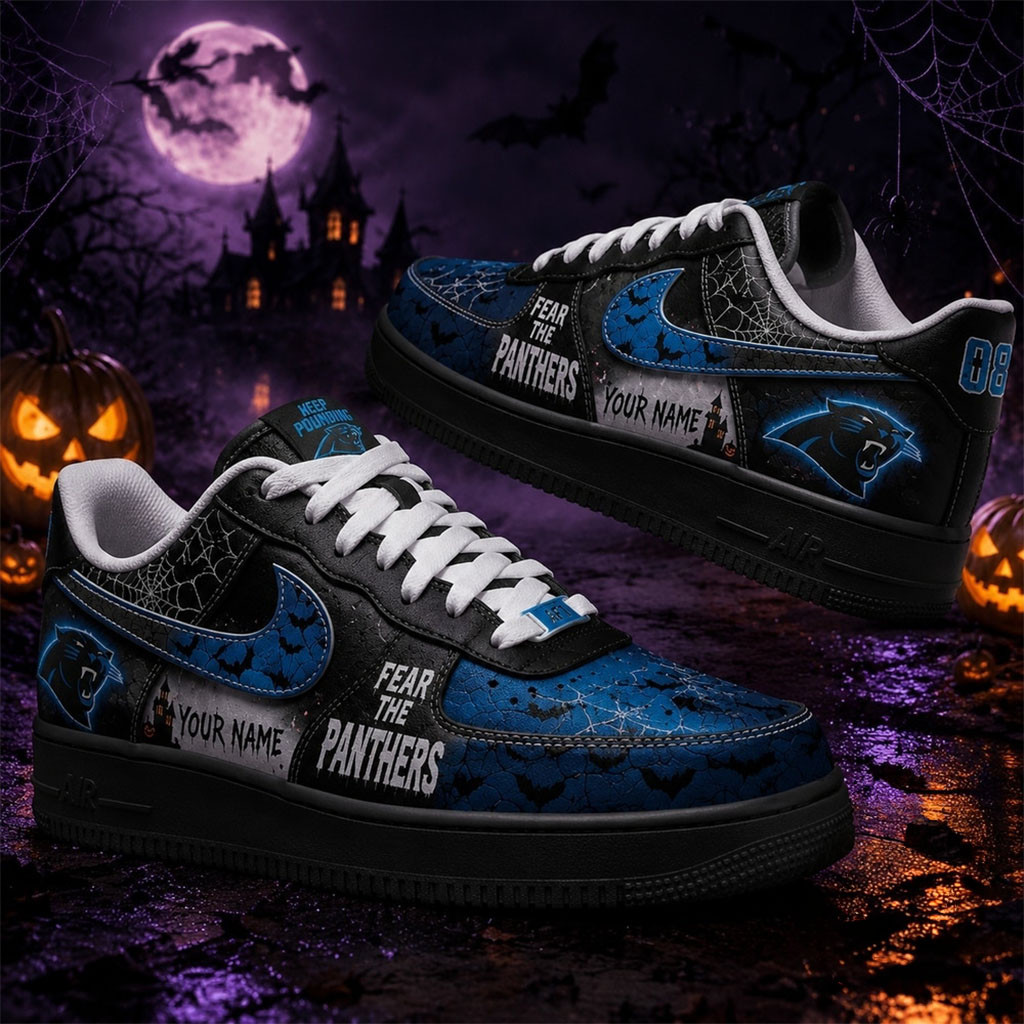 Custom Carolina Panthers Fear The Team Halloween Sneakers Panthers Merch Presents For Him