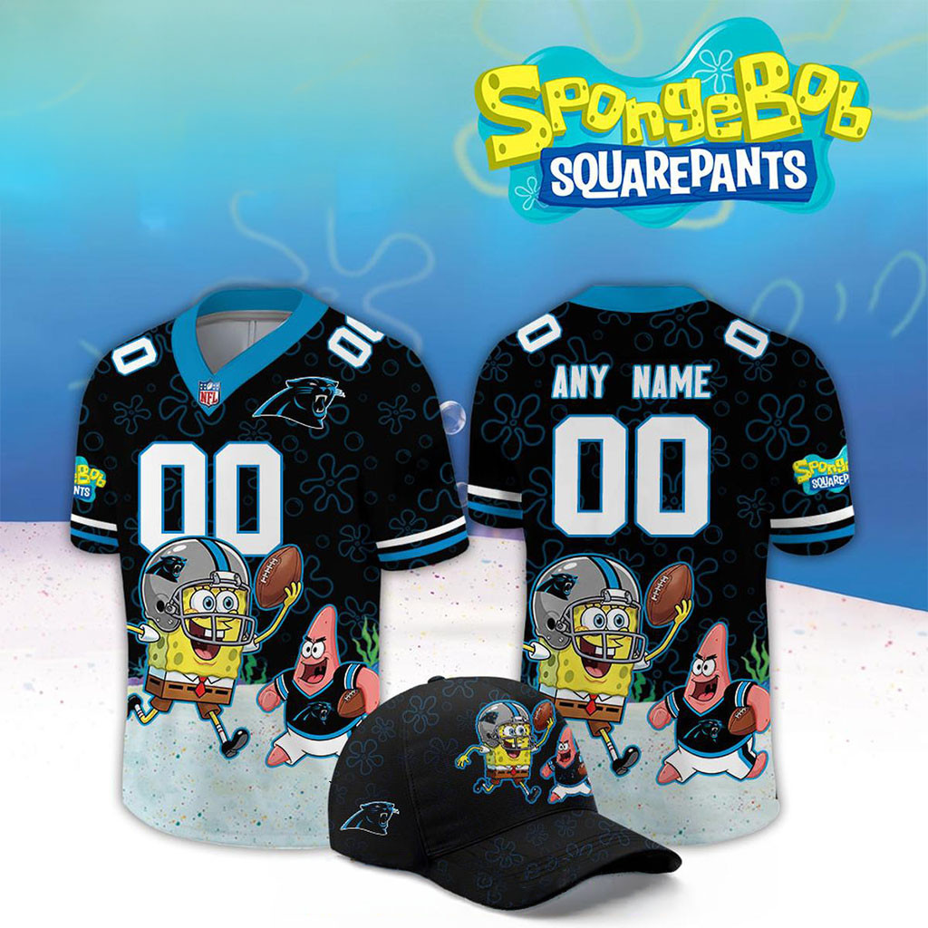 Custom Carolina Panthers x SpongeBob Squarepants 2026 Night Football Jersey Panthers Merch Gifts