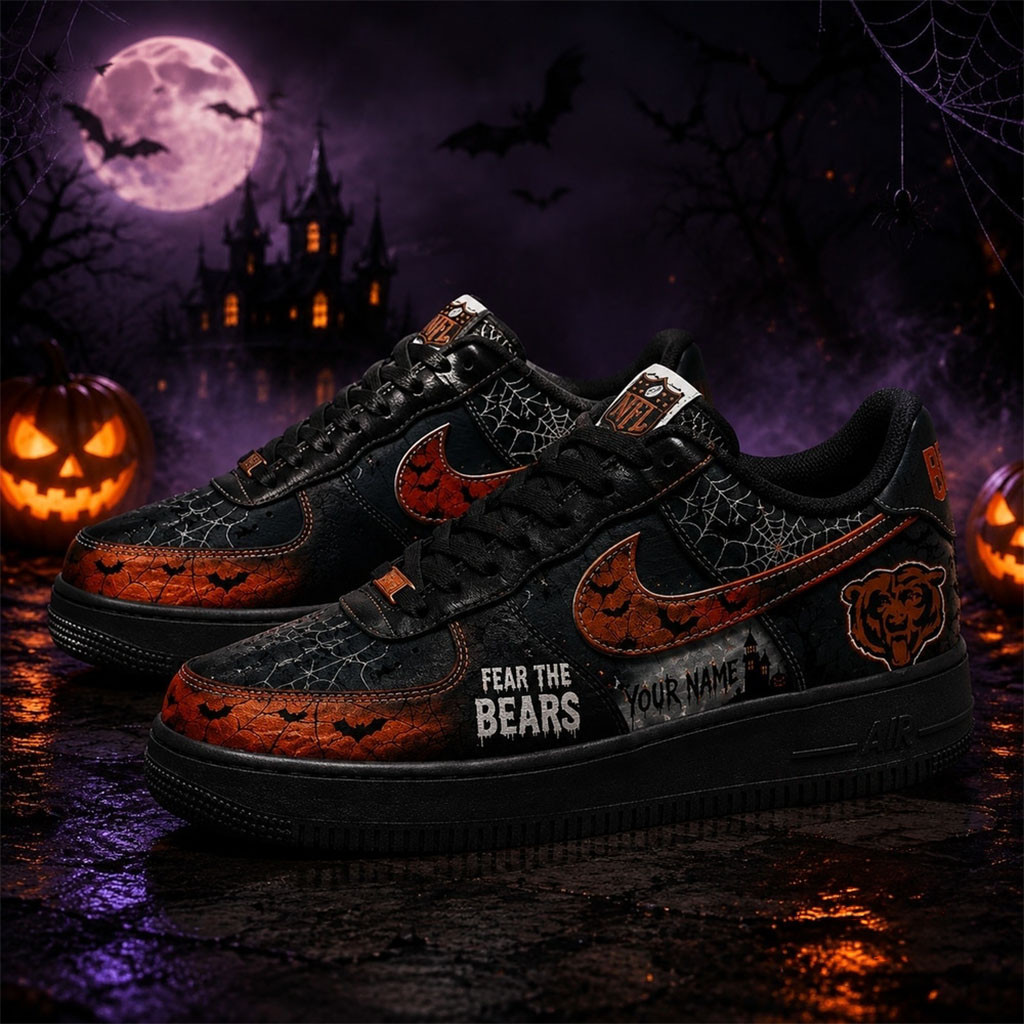 Custom Chicago Bears Fear The Team Halloween Sneakers Bears Merch Best Gifts For Football Fans
