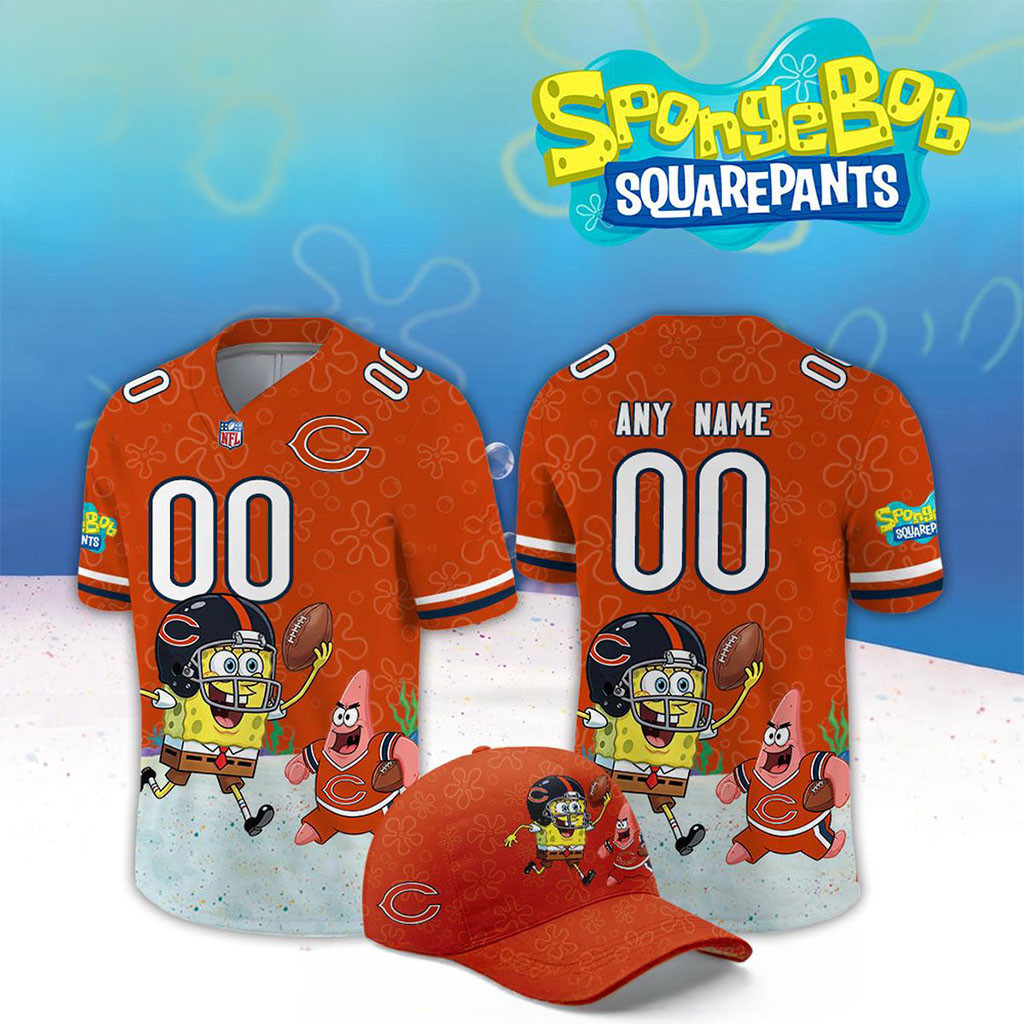 Custom Chicago Bears x SpongeBob Squarepants 2026 Night Football Jersey Bears Merch Fan Gifts Custom Chicago Bears x SpongeBob Squarepants 2026 Night Football Jersey Bears Merch Fan Gifts