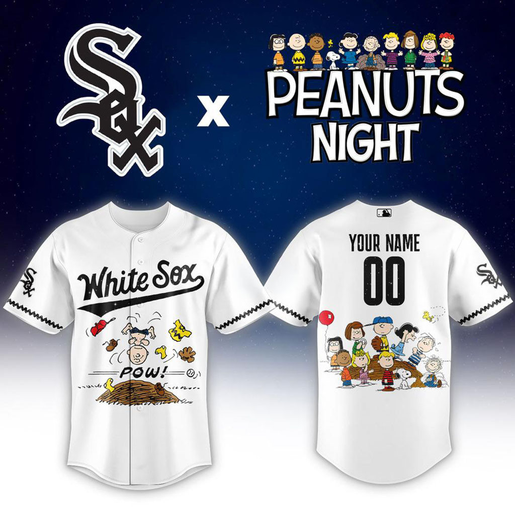 Custom Chicago White Sox x Peanuts Night Baseball Jersey White Sox Merch Gifts For Fans