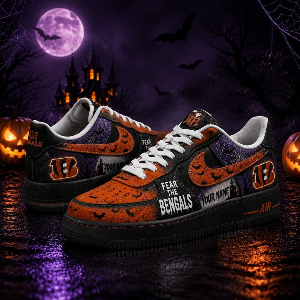 Custom Cincinnati Bengals Fear The Team Halloween Sneakers Bengals Merch Gifts For Fans