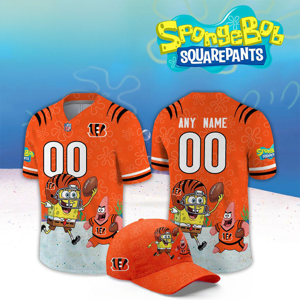 Custom Cincinnati Bengals x SpongeBob Squarepants 2026 Night Football Jersey Bengals Merch Gift