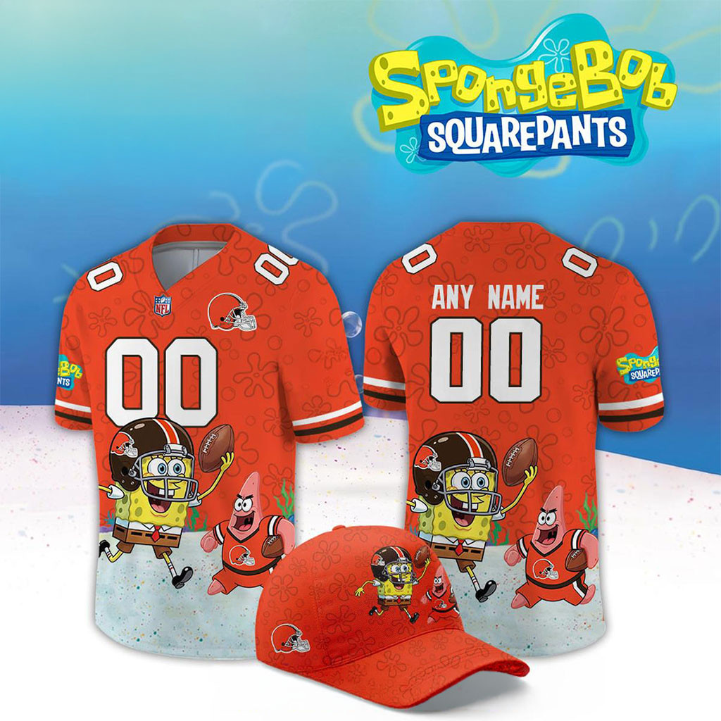 Custom Cleveland Browns x SpongeBob Squarepants 2026 Night Football Jersey Browns Merch Gift