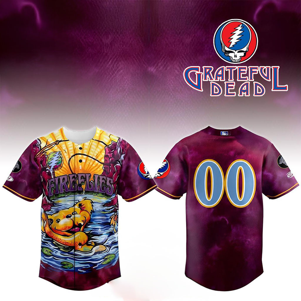 Custom Columbia Fireflies x Grateful Dead Night 2026 Theme Game Baseball Jersey Fireflies Merch