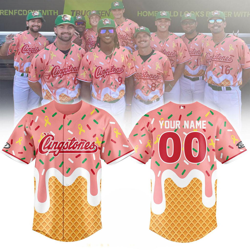 Custom Columbus Clingstones x Icecream Night 2026 Cure Cancer Baseball Jersey Clingstones Merch