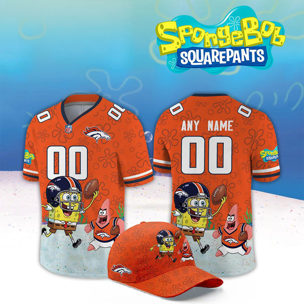 Custom Denver Broncos x SpongeBob Squarepants 2026 Night Football Jersey Broncos Merch Fan Gift Custom Denver Broncos x SpongeBob Squarepants 2026 Night Football Jersey Broncos Merch Fan Gift