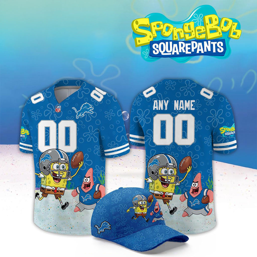 Custom Detroit Lions x SpongeBob Squarepants 2026 Night Football Jersey Lions Merch Fan Gift Custom Detroit Lions x SpongeBob Squarepants 2026 Night Football Jersey Lions Merch Fan Gift