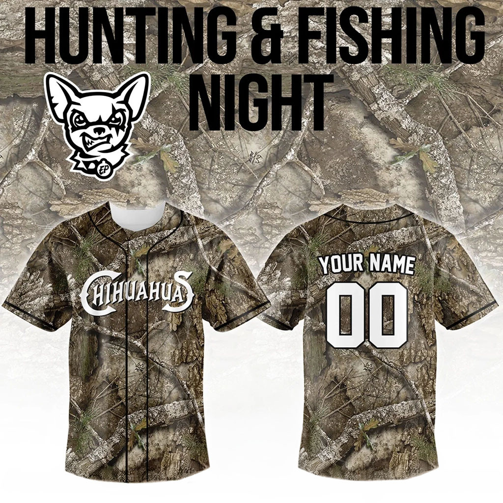 Custom El Paso Chihuahuas Hunting And Fishing Night Jersey Chihuahuas Merch Gifts For Fans