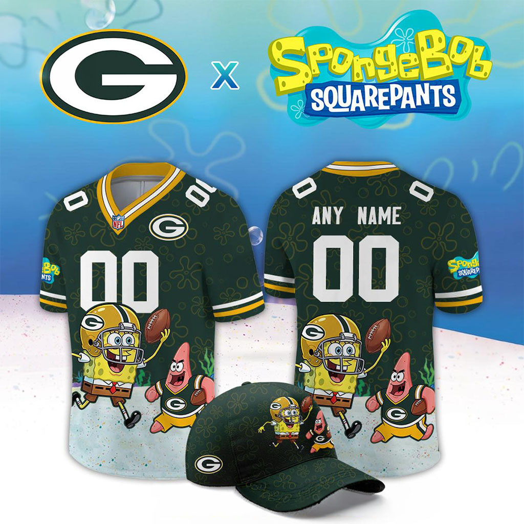 Custom Green Bay Packers x SpongeBob Squarepants 2026 Night Football Jersey Packers Merch Gift