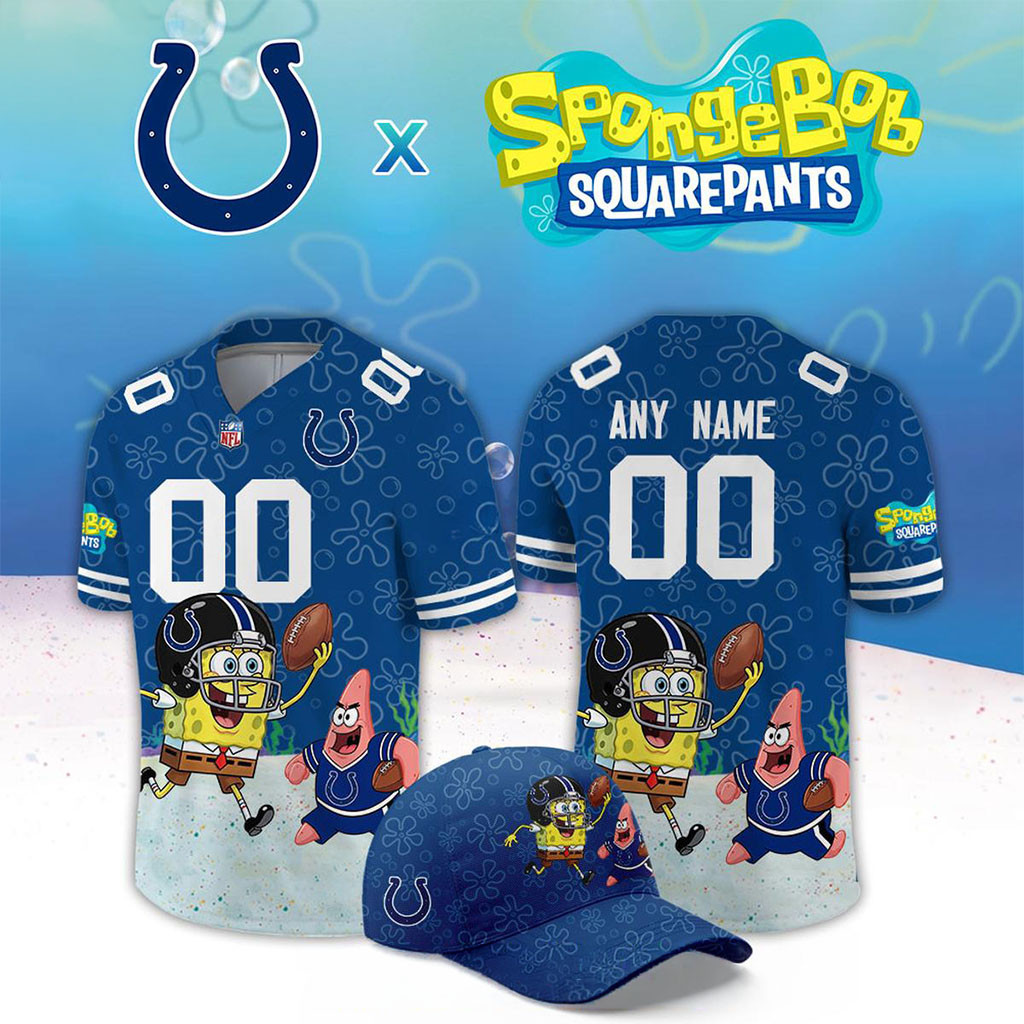 Custom Indianapolis Colts x SpongeBob Squarepants 2026 Night Football Jersey Colts Merch Gift