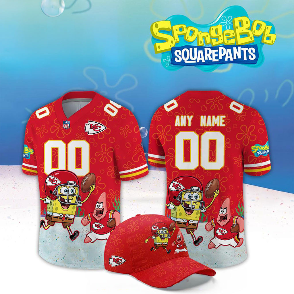Custom Kansas City Chiefs x SpongeBob Squarepants 2026 Night Football Jersey Chiefs Merch Gifts