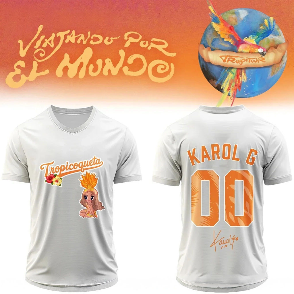 Custom Karol G Nos Vamos de Tour Signature V-Neck Jersey Karol G Merch Music Lovers Gifts Custom Karol G Nos Vamos de Tour Signature V-Neck Jersey Karol G Merch Music Lovers Gifts