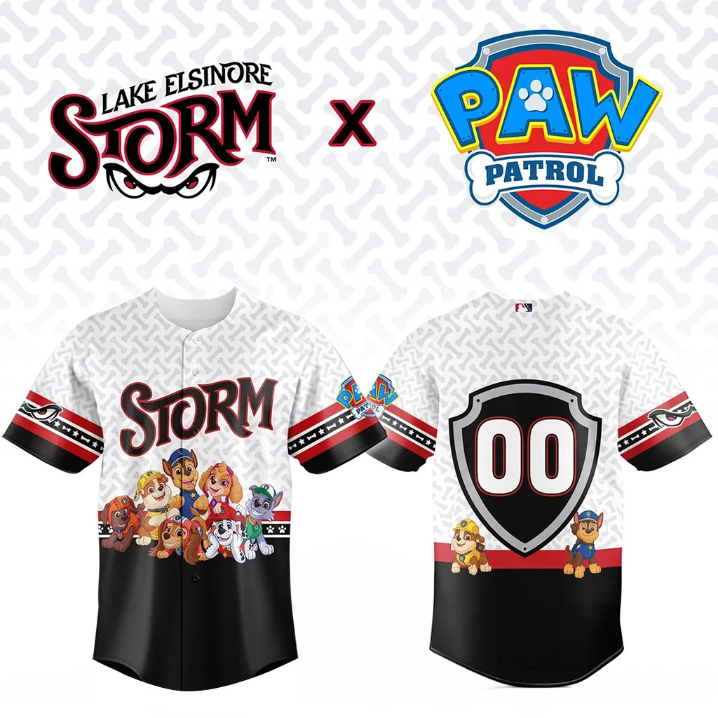 Custom Lake Elsinore Storm Paw Patrol Night Baseball Jersey Elsinore Storm Merch Fan Gifts