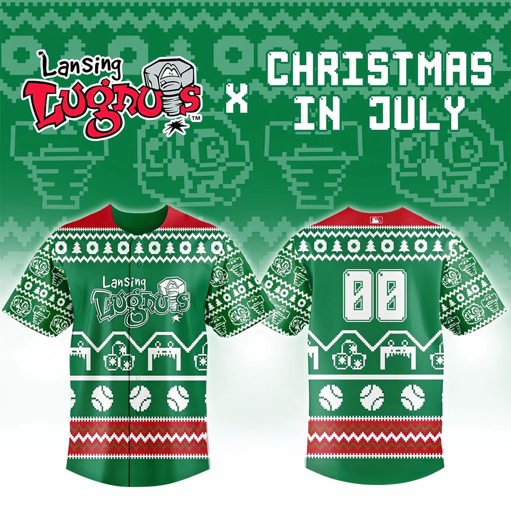 Custom Lansing Lugnuts Christmas In July Baseball Jersey Lansing Lugnuts Merch Gifts For Fan