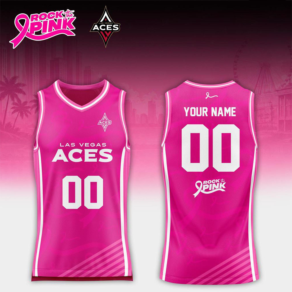 Custom Las Vegas Aces x Rock The Pink Night 2026 Basketball Jersey LV Aces Merch Gift For Fans Custom Las Vegas Aces x Rock The Pink Night 2026 Basketball Jersey LV Aces Merch Gift For Fans
