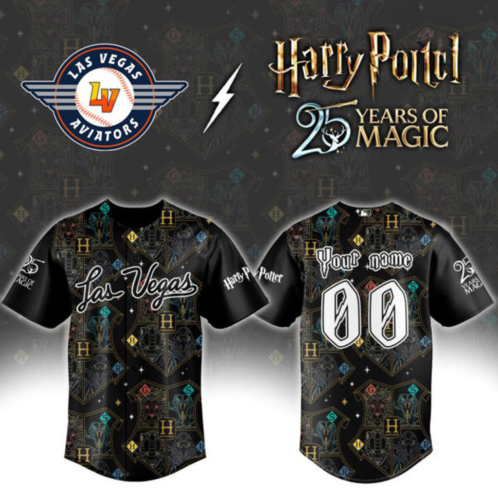 Custom Las Vegas Aviators x Harry Potter 25 Years Of Magic Baseball Jersey Aviators Merch