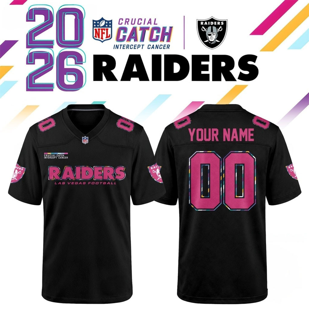 Custom Las Vegas Raiders NFL Crucial Catch 2026 Black Football Jersey Raiders Merch Fan Gifts
