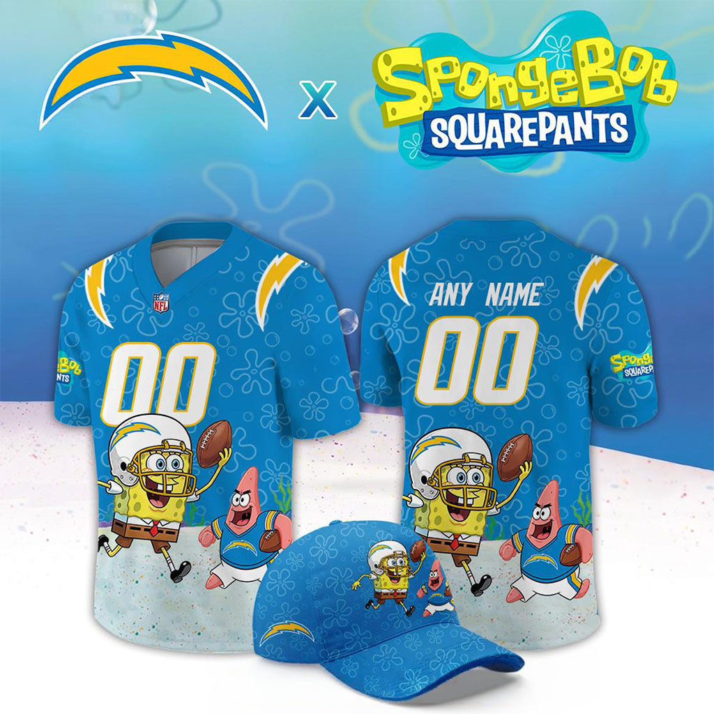 Custom Los Angeles Chargers x SpongeBob Squarepants 2026 Night Football Jersey Chargers Merch