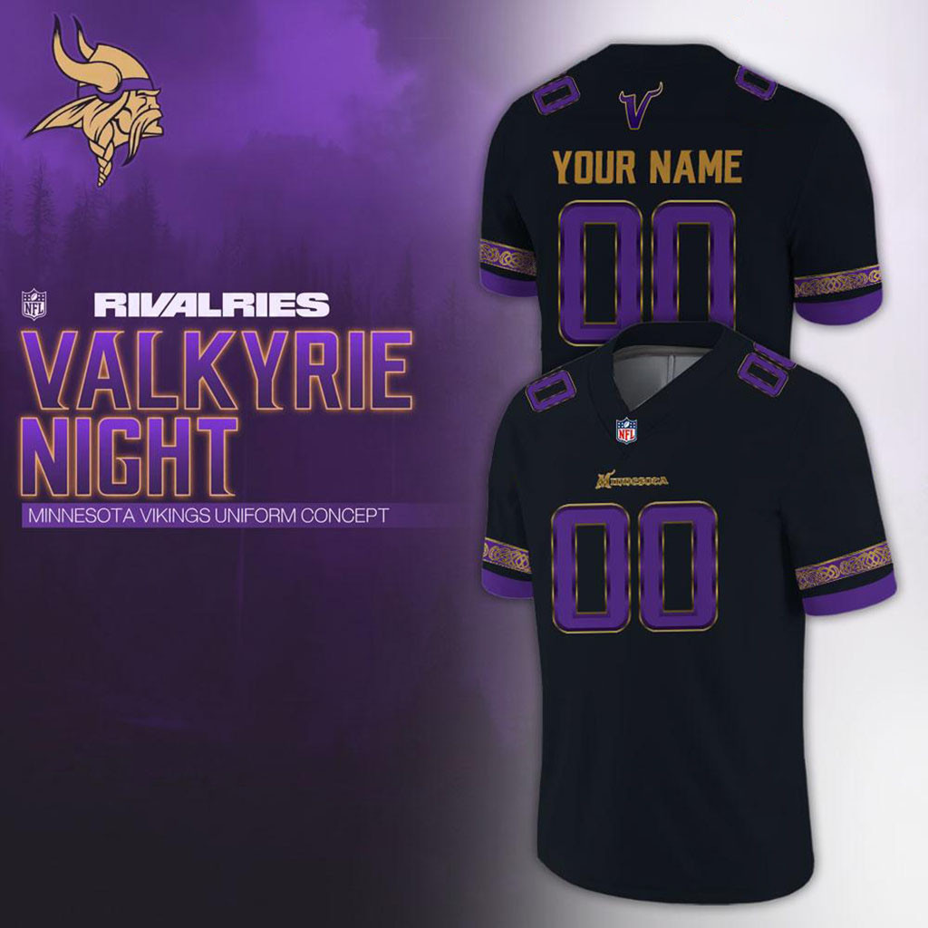Custom Minnesota Vikings 2026 Rivalries Valkyrie Night Football Jersey Vikings Merch Fan Gear