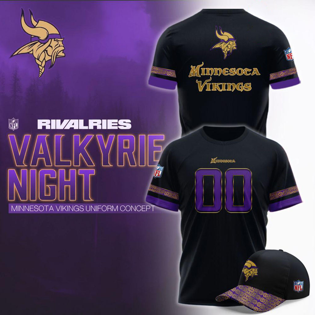 Custom Minnesota Vikings 2026 Rivalries Valkyrie Night T-Shirt Vikings Merch Football Fan Gear