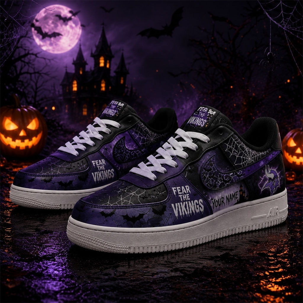 Custom Minnesota Vikings Fear The Team Halloween Sneakers Vikings Merch Brother Gifts