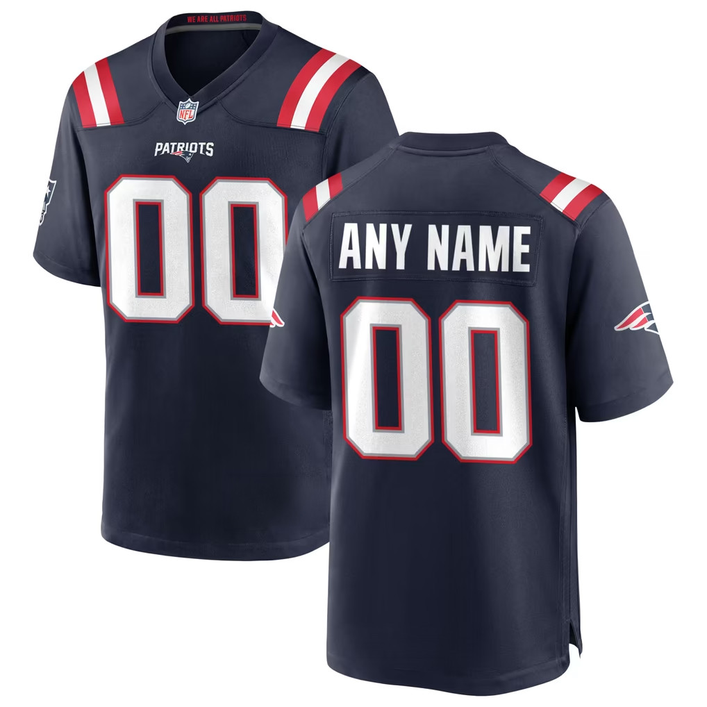 Custom New England Patriots Merch 2026 NE Patriots Navy Game Jersey Football Fan Gear Men's
