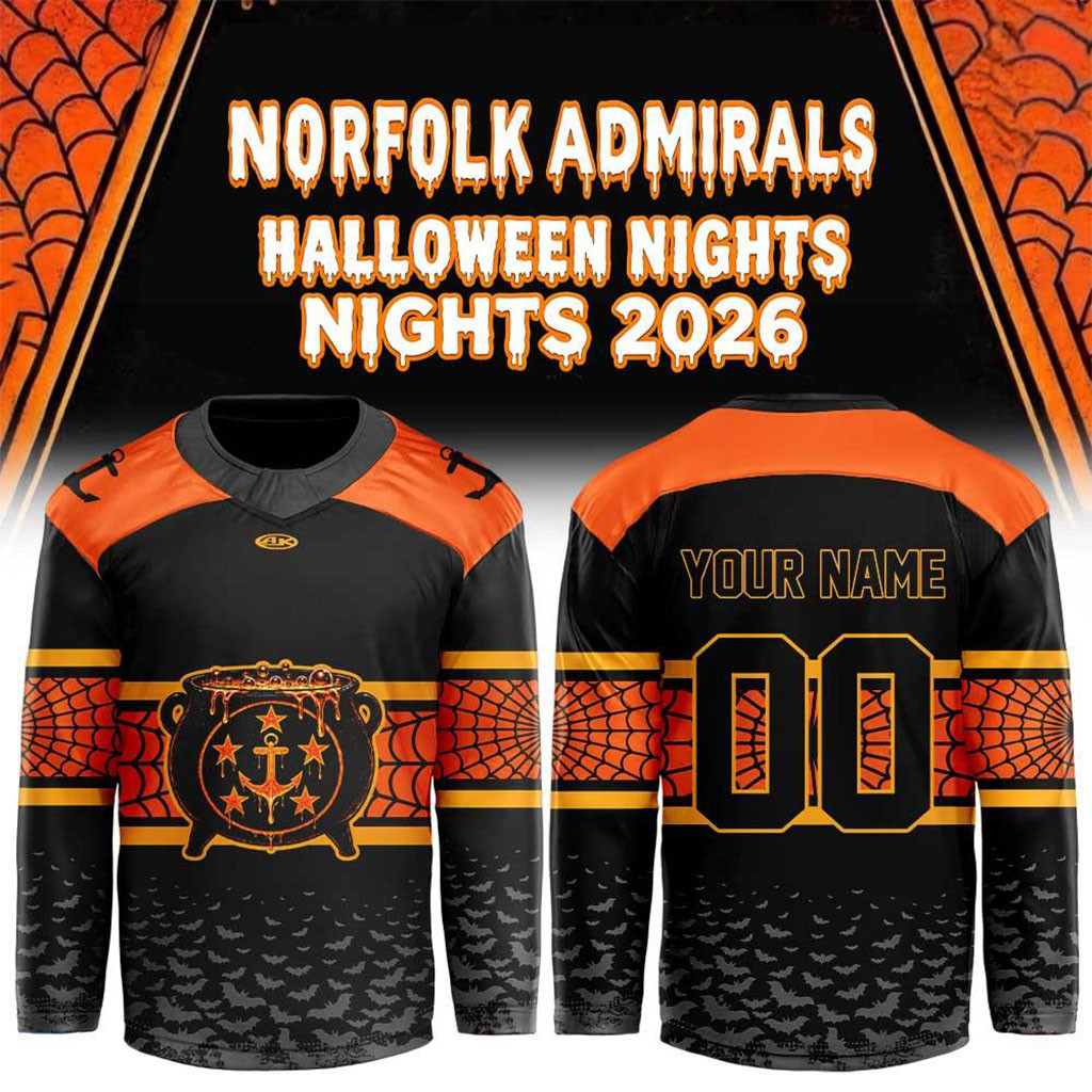 Custom Norfolk Admirals Halloween Night 2026 Hockey Jersey Norfolk Admirals Merch Fans Gifts Custom Norfolk Admirals Halloween Night 2026 Hockey Jersey Norfolk Admirals Merch Fans Gifts