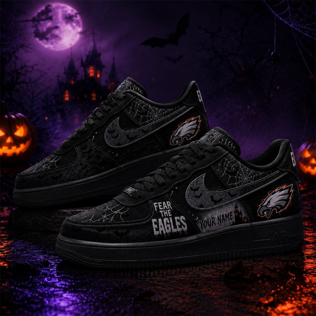 Custom Philadelphia Eagles Fear The Team Halloween Sneakers Eagles Merch Best Friends Gifts